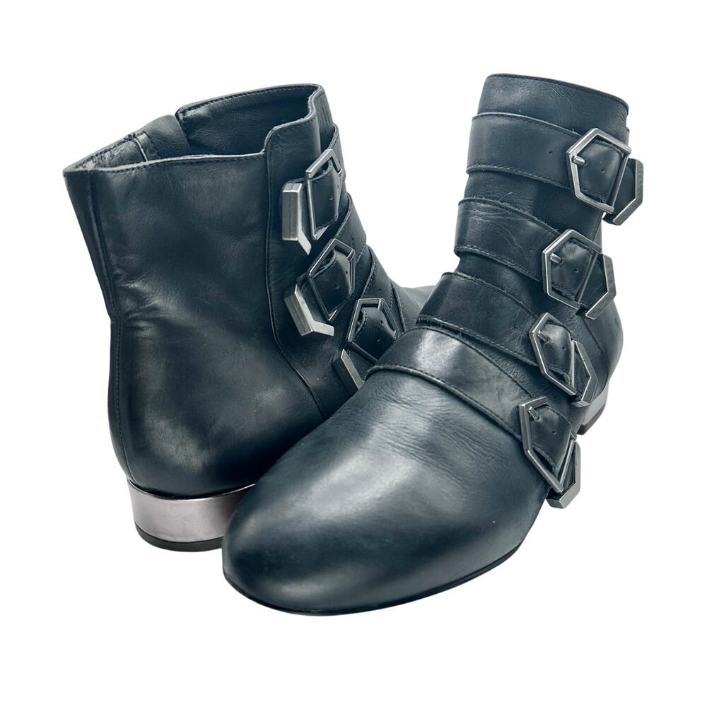 Sam Edelman | Women | Nolan Black Multi-Buckle Strap Leather Booties | Size 9 M